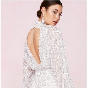 Balloon Sleeve Sequin Embellished Mini Dress